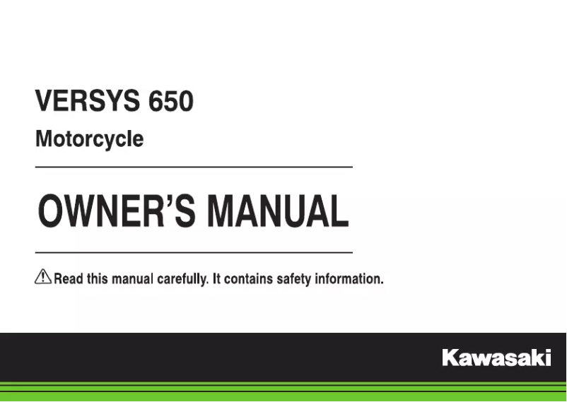 Image de la première page du manuel de l'appareil Versys 650 LT (2018)