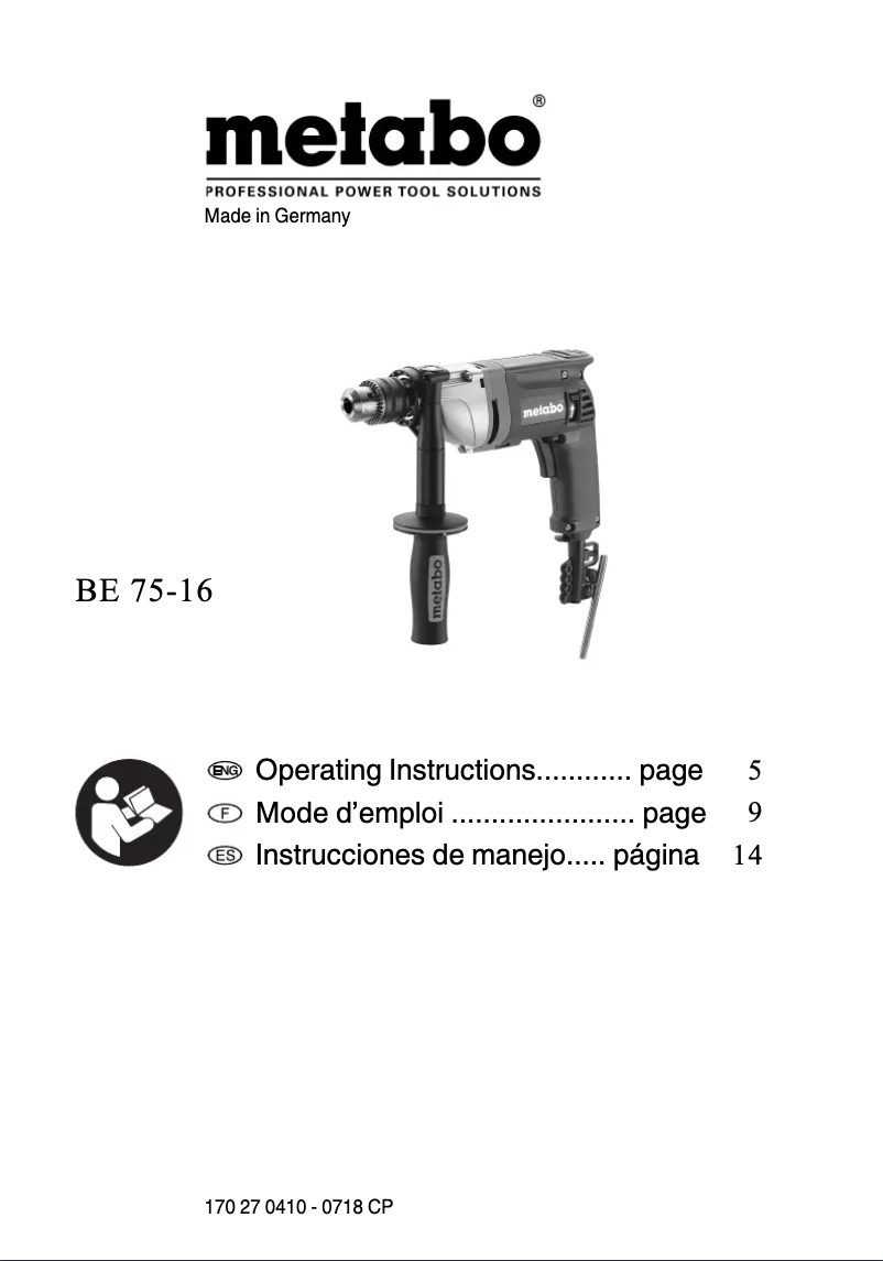 Página 1 del manual Manual de usuario Metabo BE 75-16