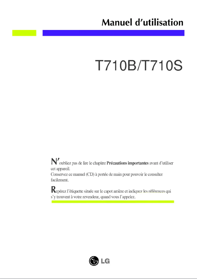 Image de la première page du manuel de l'appareil T710B