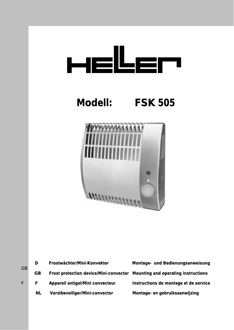Page n°1 - Manuel utilisateur Heller FSK 505