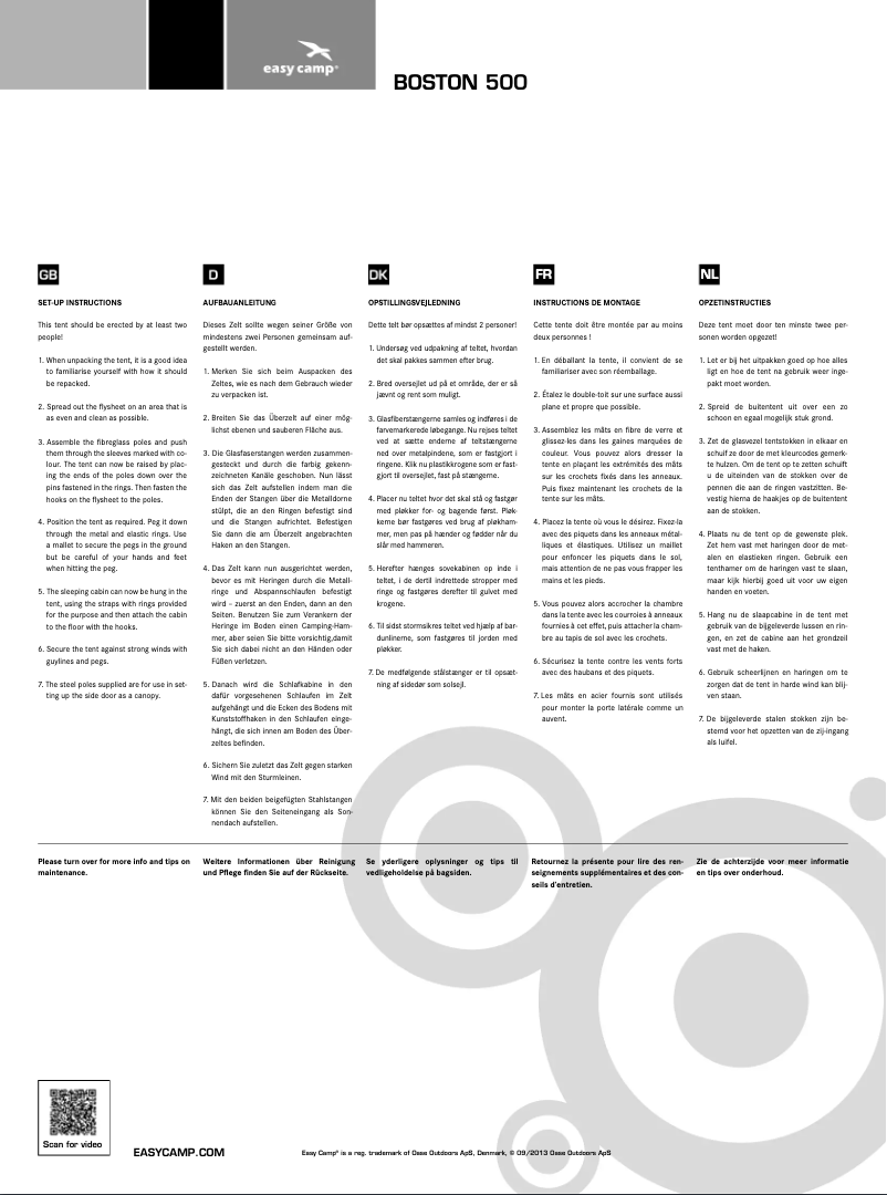 Página 1 del manual Manual de usuario Easy Camp Tour Boston 500