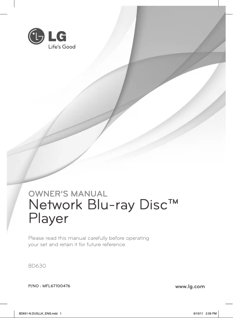 First page image of the manual for BD630