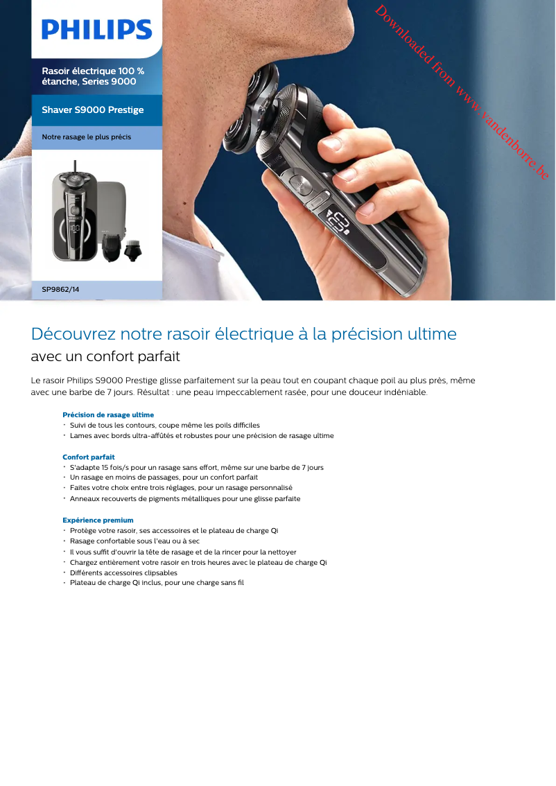 Image de la première page du manuel de l'appareil S9000 Prestige SP9862