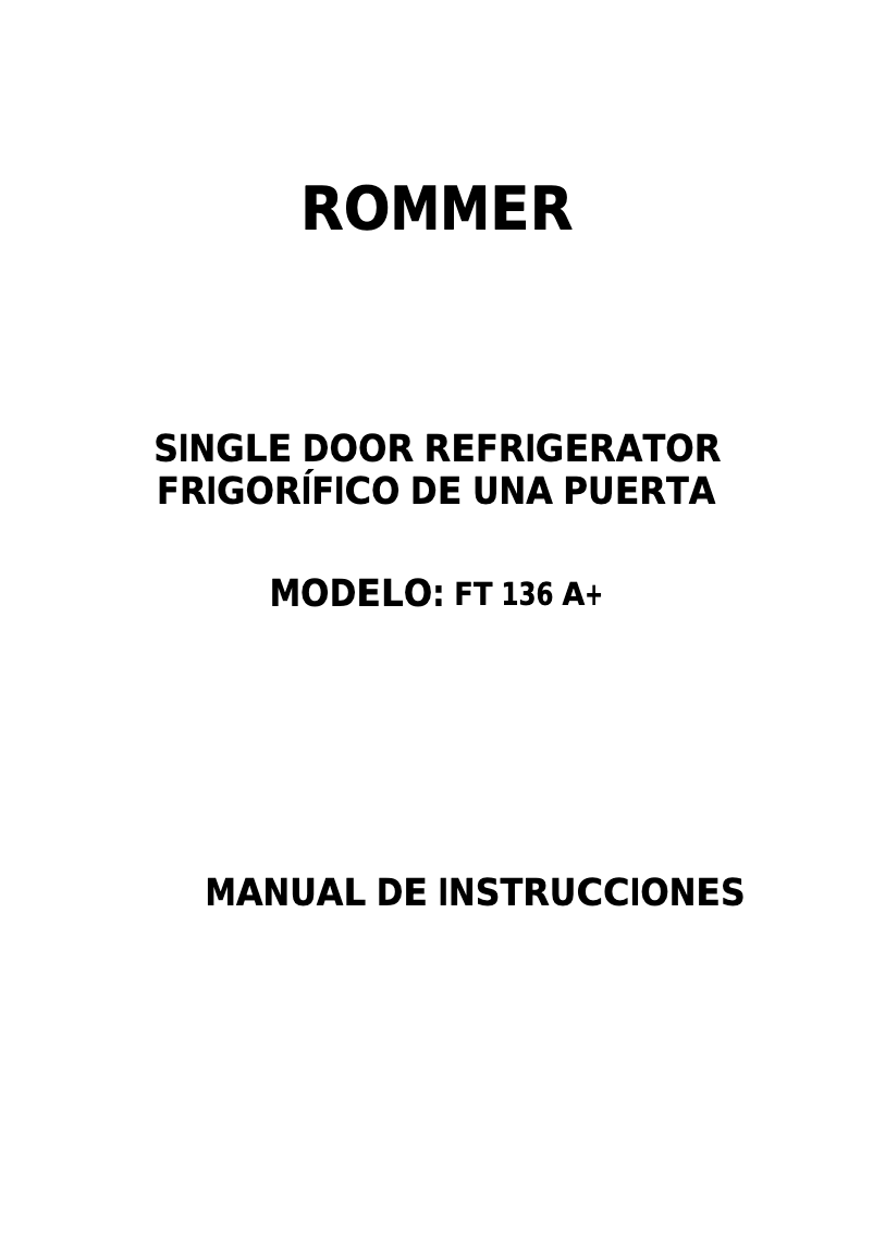 Página 1 del manual Manual de usuario Rommer FT 136
