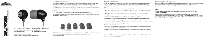 Page 1 de la notice Manuel utilisateur H2O Audio Surge 2G