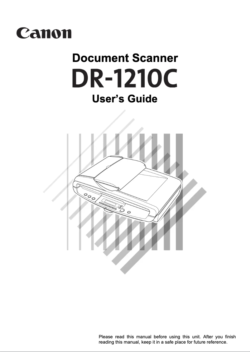 Page n°1 - Manuel utilisateur Canon imageFORMULA DR-1210C