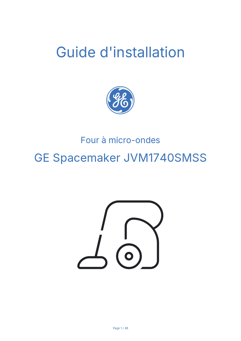 Image de la première page du manuel de l'appareil Spacemaker JVM1740SMSS