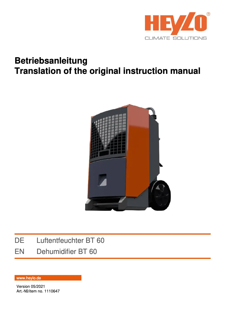 Page 1 de la notice Manuel utilisateur Heylo BT 60