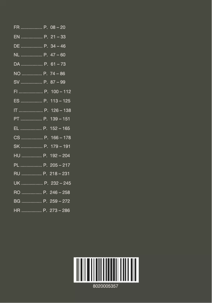 Image de la première page du manuel de l'appareil Intuition Preference+ EA875