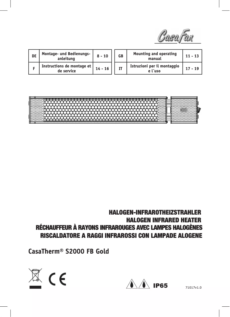 Page n°1 - Manuel utilisateur CasaFan CasaTherm S2000 Gold FB