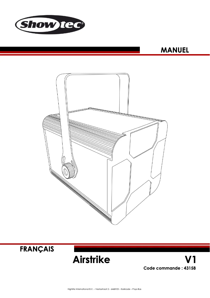 Page 1 de la notice Manuel utilisateur Showtec Airstrike
