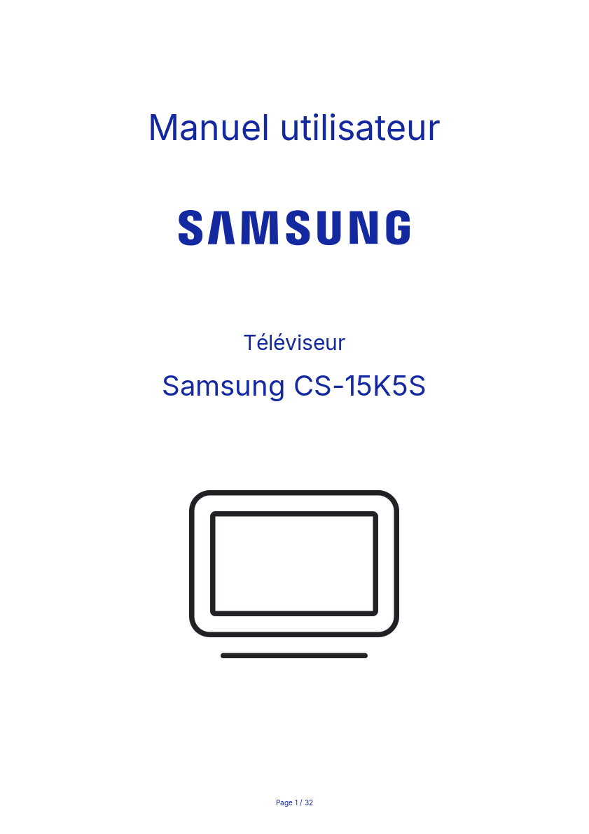 Page n°1 - Manuel utilisateur Samsung CS-15K5S