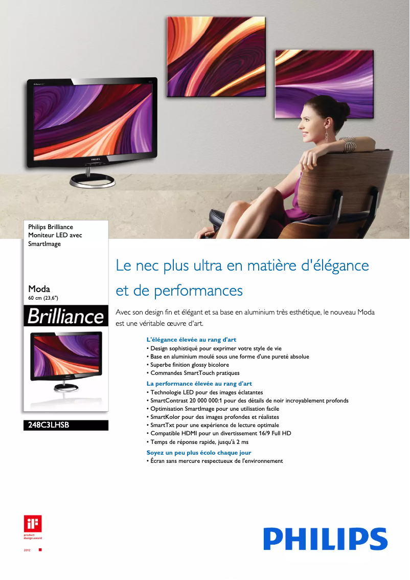 Page 1 of the manual Technical Sheet Philips Brilliance 248C3LHSB