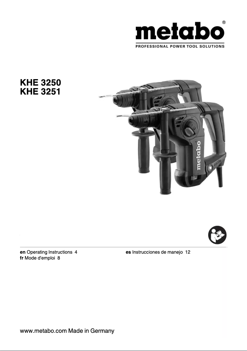 Page n°1 - Manuel utilisateur Metabo KHE 3250