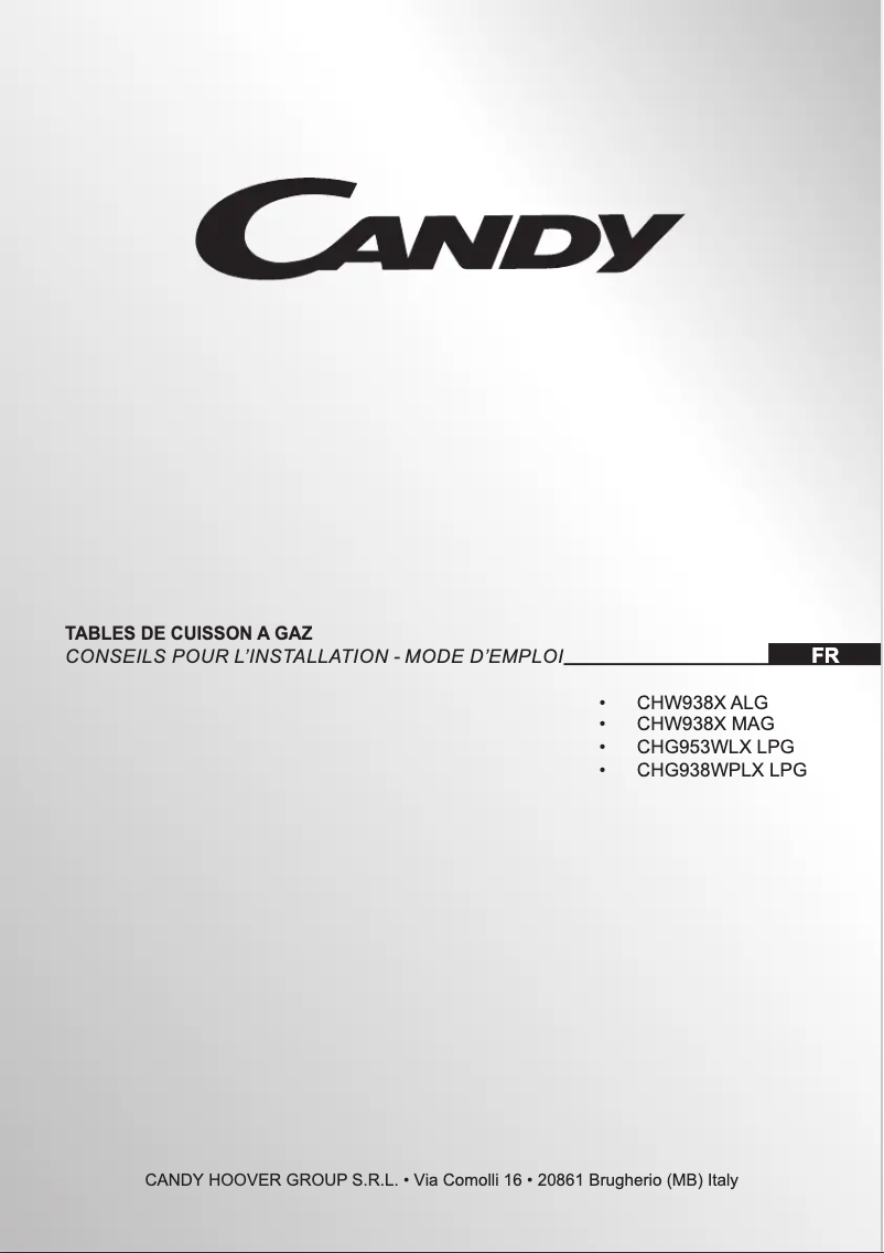Page 1 de la notice Manuel utilisateur Candy CHW938X MAG