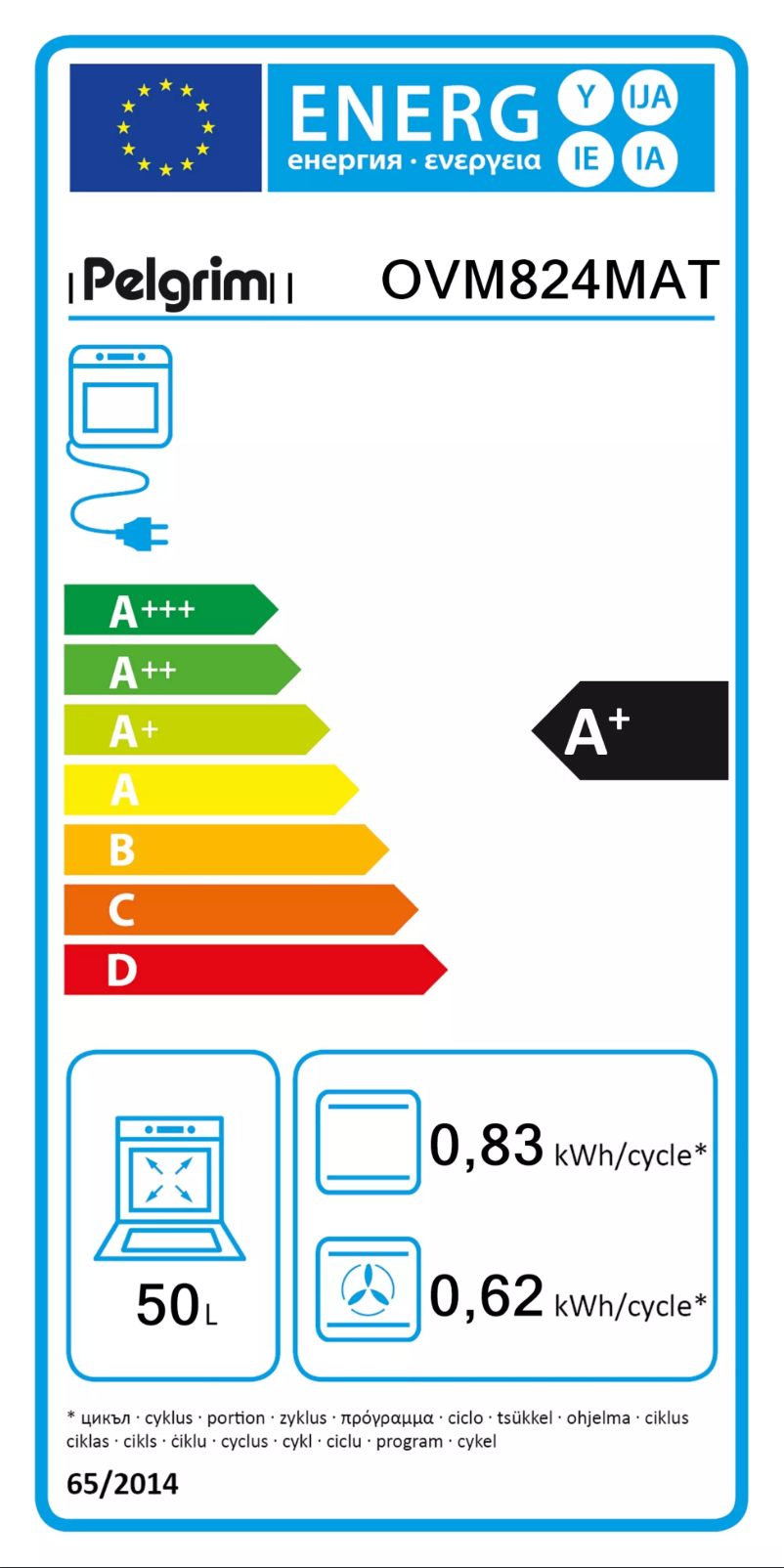 Page n°1 - Label énergétique Pelgrim OVM824MAT
