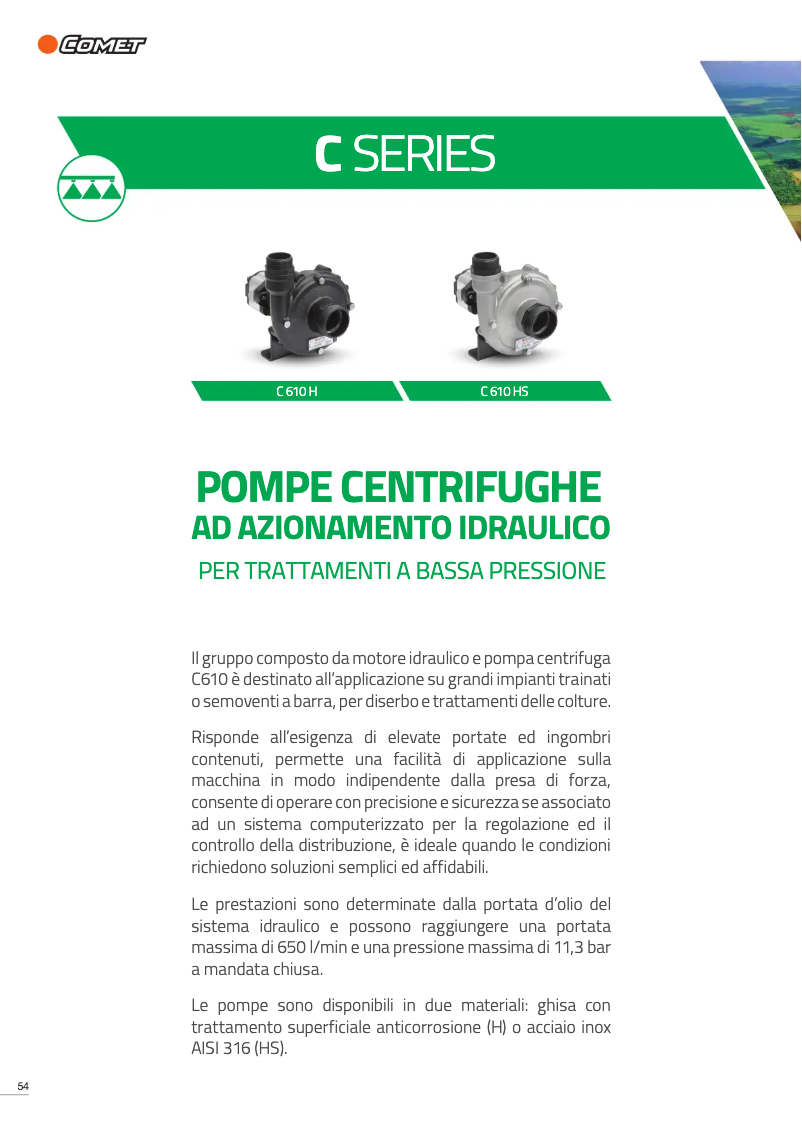 Page 1 de la notice Fiche technique Comet C 610 H