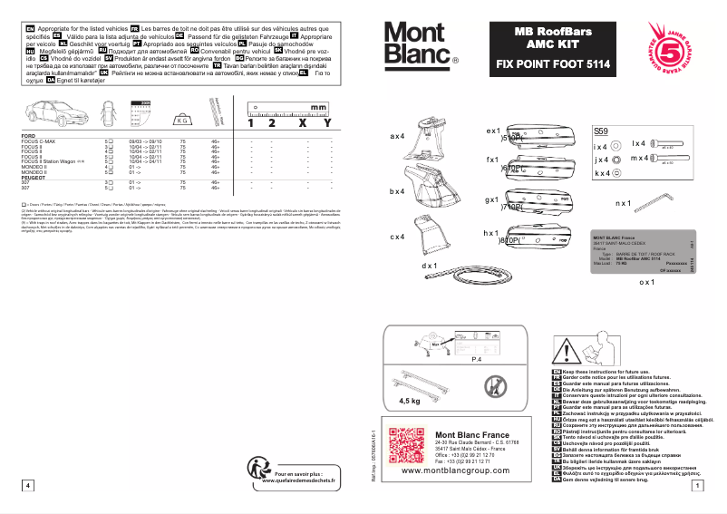 Page 1 de la notice Manuel utilisateur Mont Blanc AMC 5114