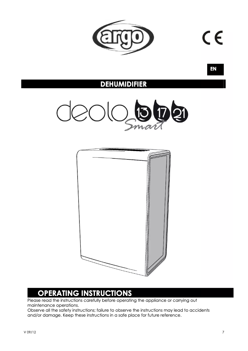 Page n°1 - Manuel utilisateur Argoclima Deolo 21