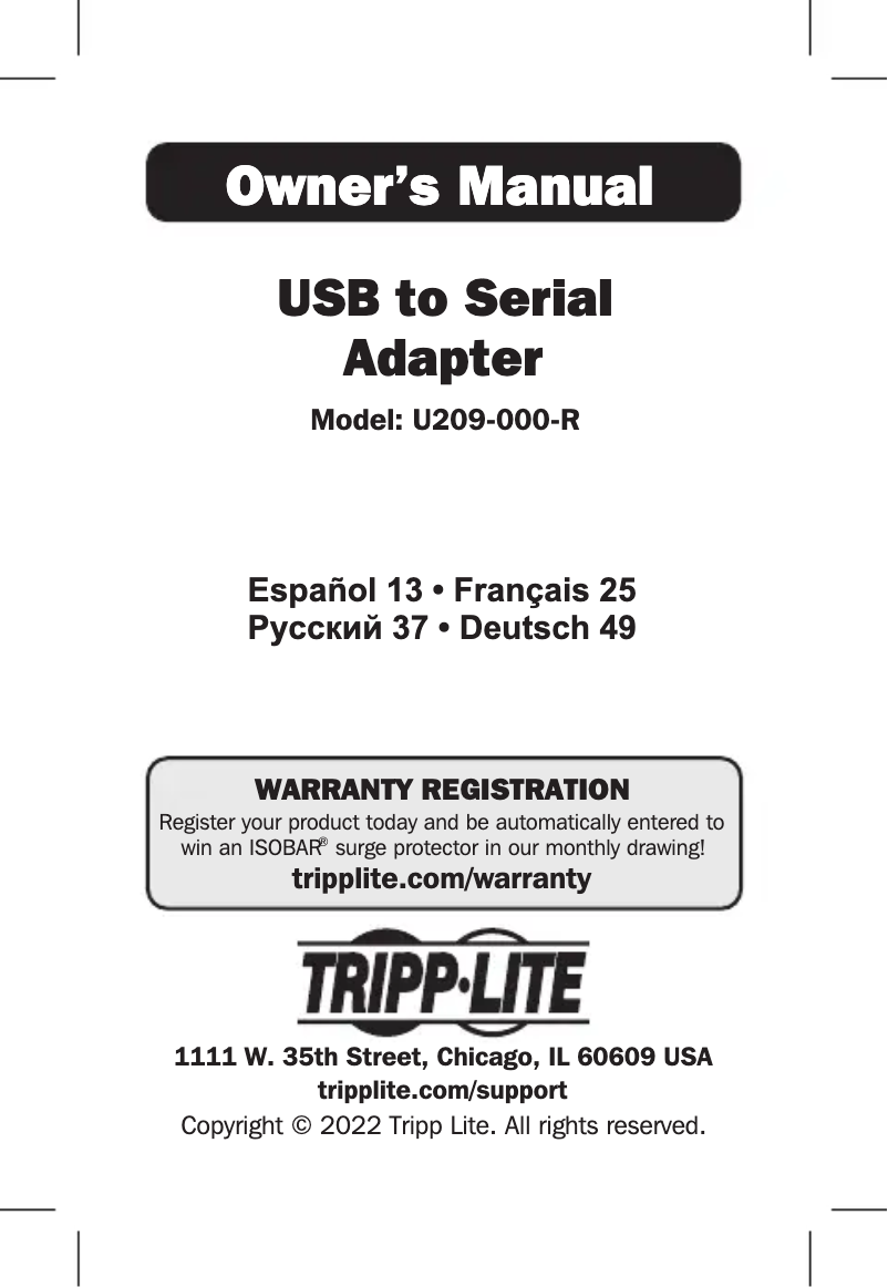 Página 1 del manual Manual de usuario Tripp Lite U209-000-R