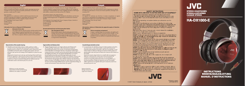 Page n°1 - Manuel utilisateur JVC HA-DX1000-E
