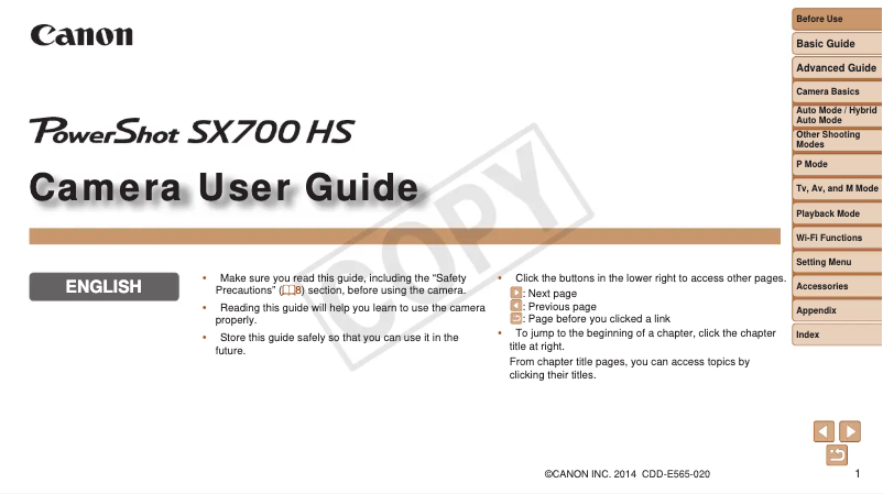 Página 1 del manual Manual de usuario Canon PowerShot SX700 HS