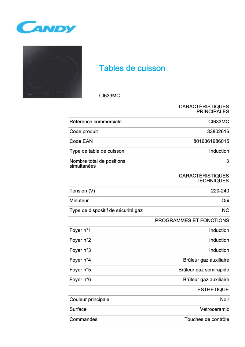 Image de la première page du manuel de l'appareil CI633MC