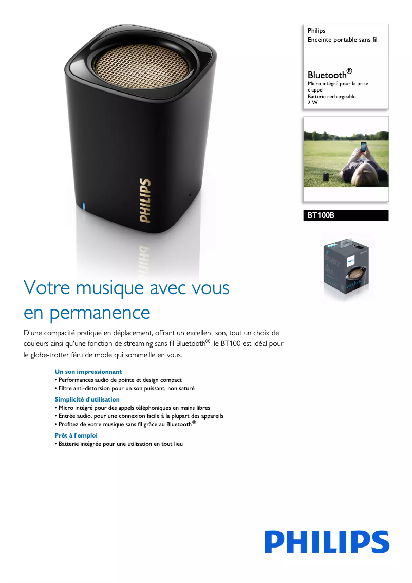 Page n°1 - Fiche technique Philips BT100B