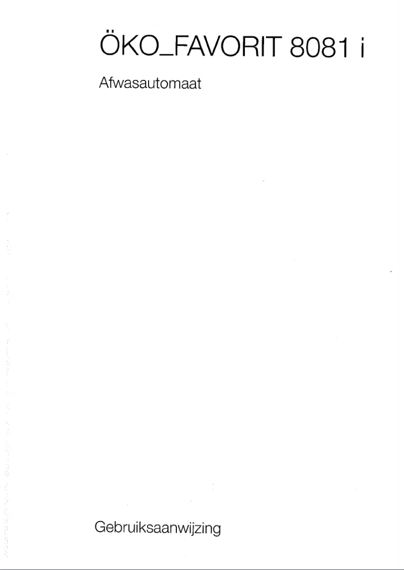 Page n°1 - Manuel utilisateur AEG-Electrolux Favorit 8081 i