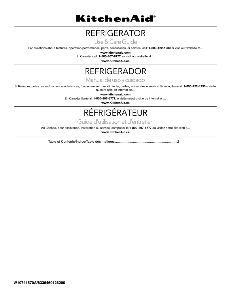 Page n°1 - Manuel utilisateur KitchenAid KURL104ESB