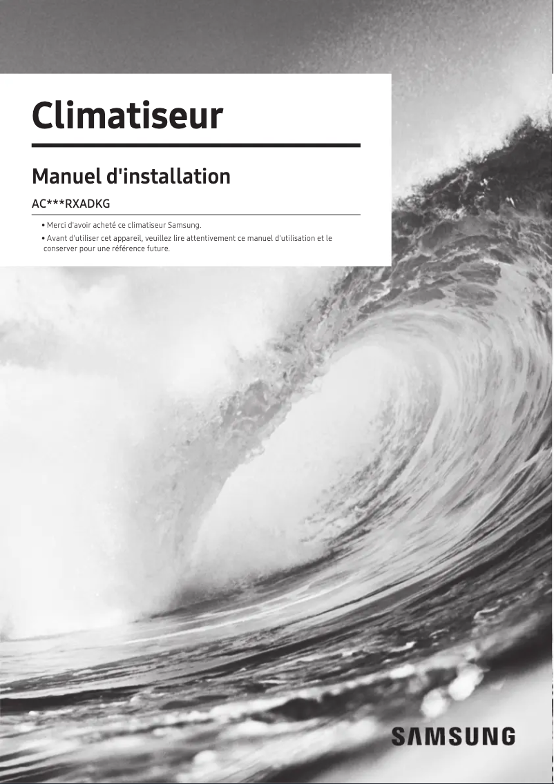 Page 1 de la notice Guide d'installation Samsung AC026RXADKG
