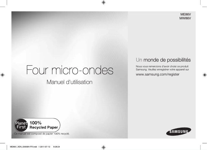 Image de la première page du manuel de l'appareil MW86V
