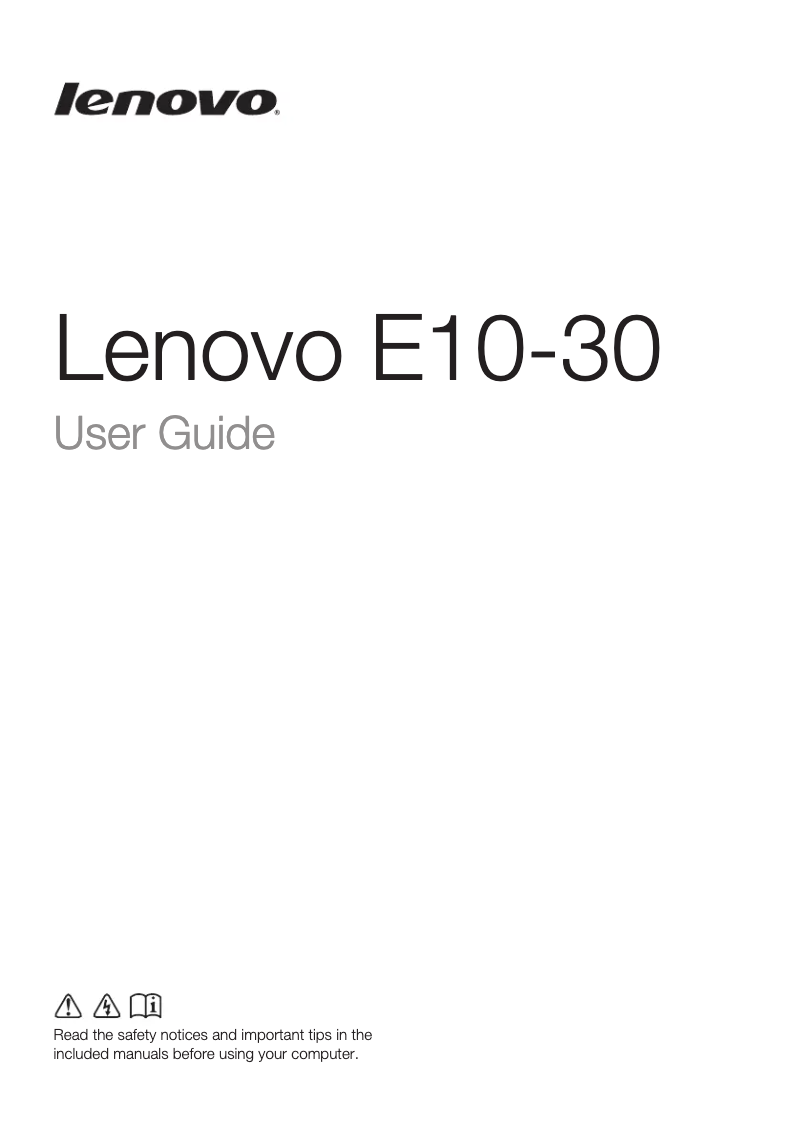 Page n°1 - Manuel utilisateur Lenovo IdeaPad E10-30
