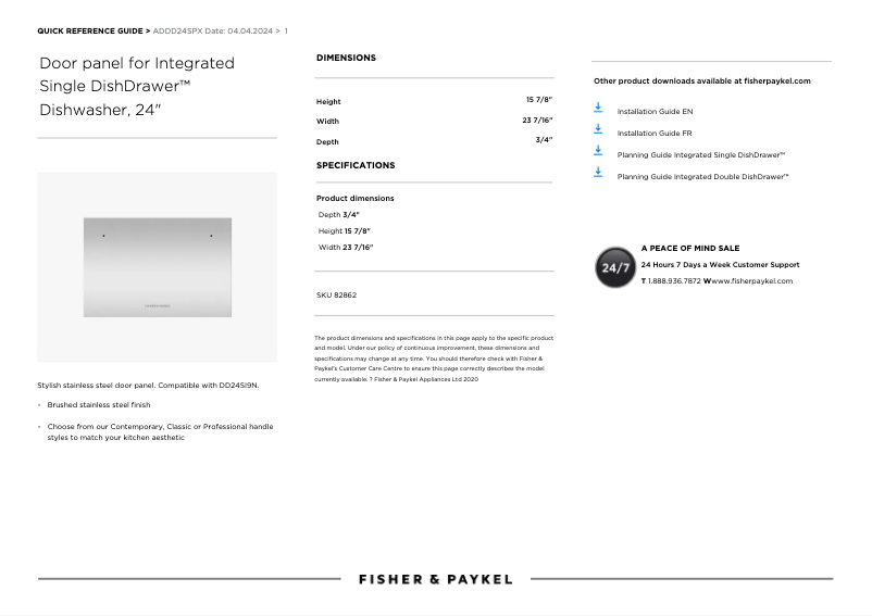 Página 1 del manual Manual de usuario Fisher & Paykel ADDD24SPX