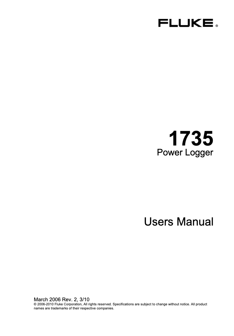 Page 1 de la notice Manuel utilisateur Fluke 1735