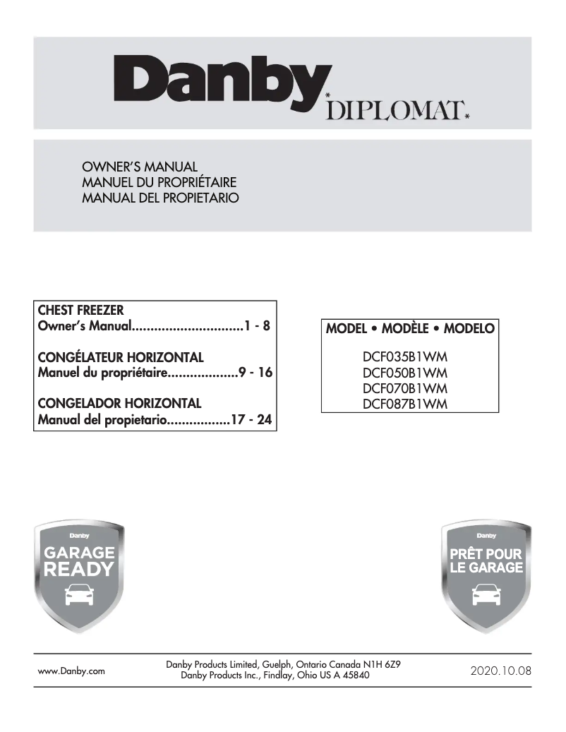 Página 1 del manual Manual de usuario Danby DCF070B1WM