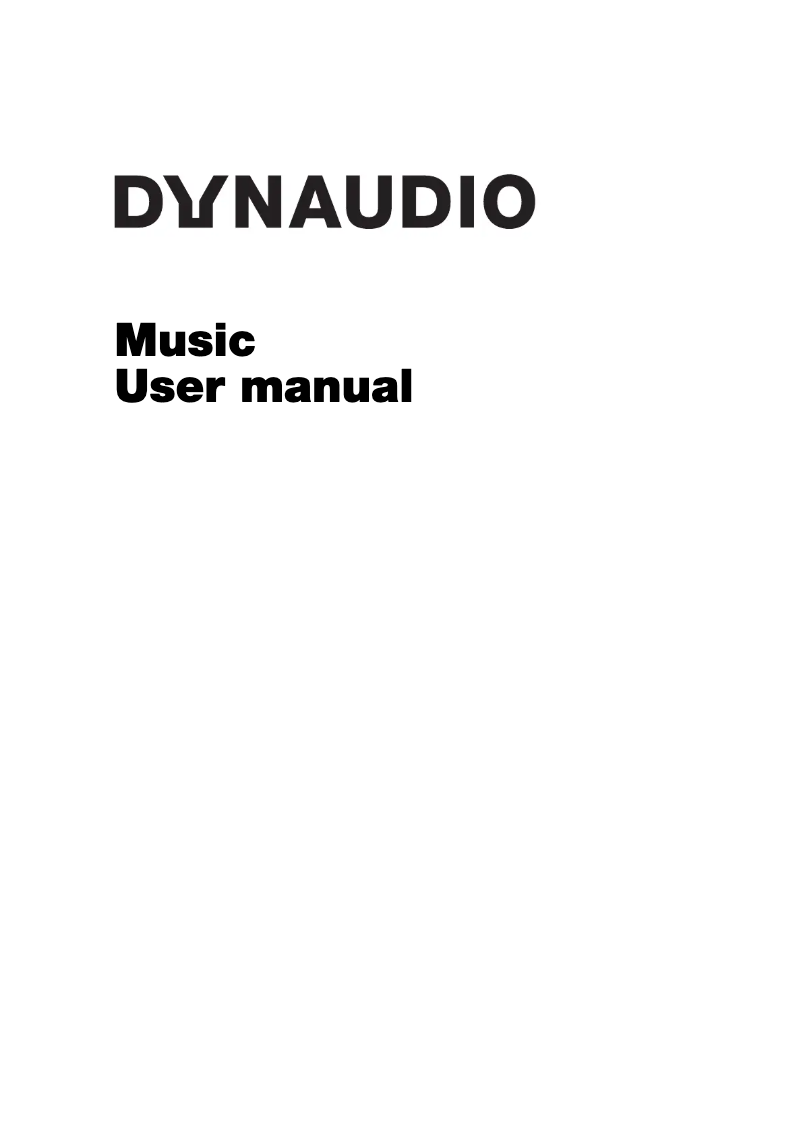 Page n°1 - Manuel utilisateur Dynaudio Music 1