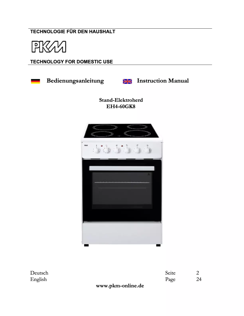 Page 1 de la notice Manuel utilisateur PKM EH4-60GK8