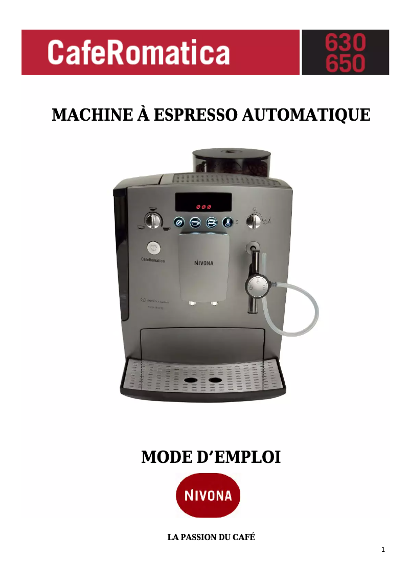 Page 1 de la notice Manuel utilisateur Nivona CafeRomatica 630