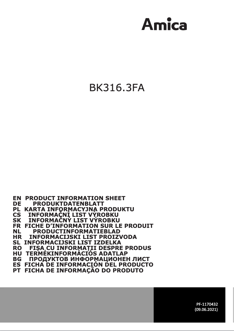 Image de la première page du manuel de l'appareil BK316.3FA