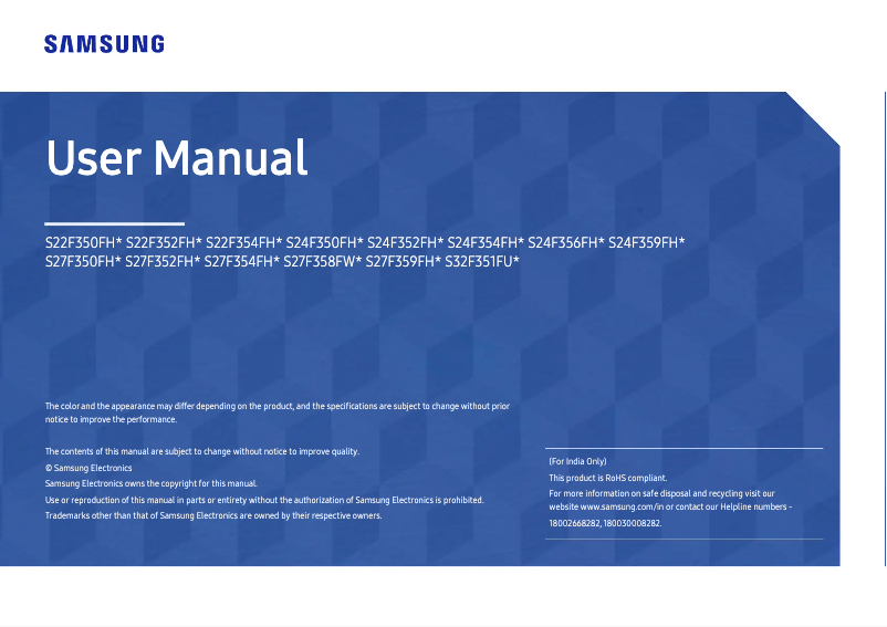 Page n°1 - Manuel utilisateur Samsung LS22F350FHLXZP
