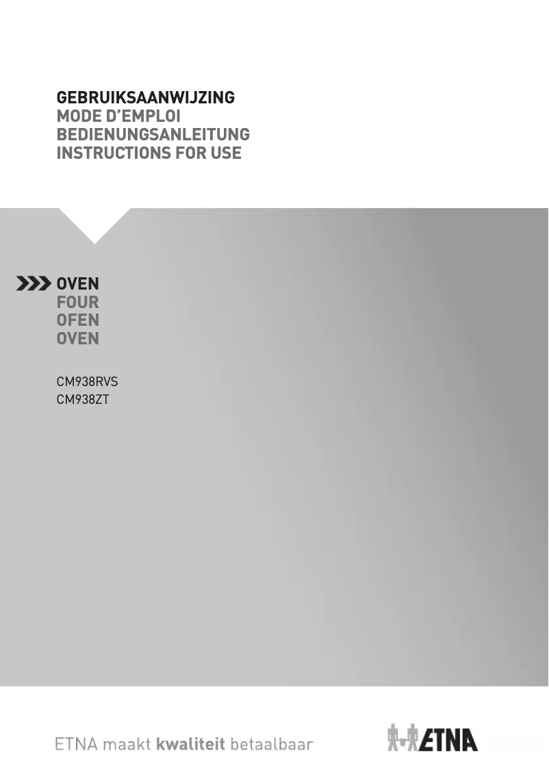 Page 1 de la notice Manuel utilisateur Etna CM938RVS