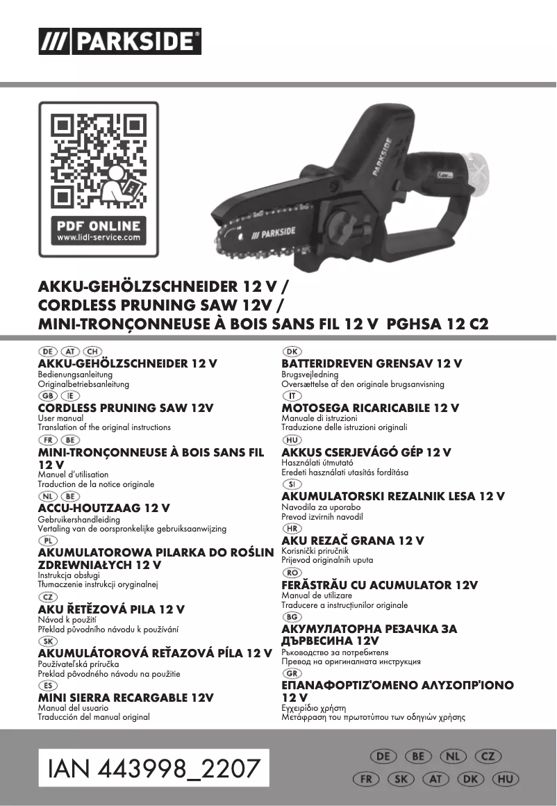 Image de la première page du manuel de l'appareil PGHSA 12 C2