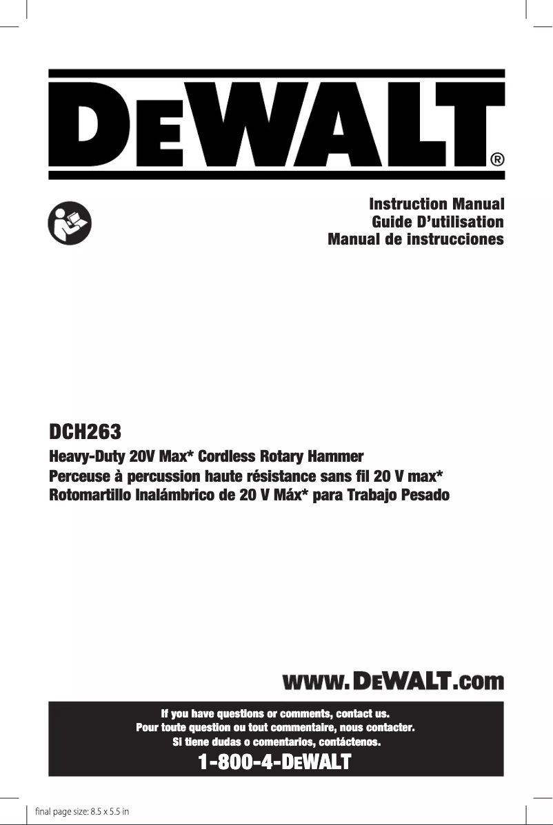 Image de la première page du manuel de l'appareil DCH263