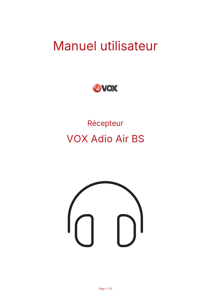 Page n°1 - Manuel utilisateur VOX Adio Air BS