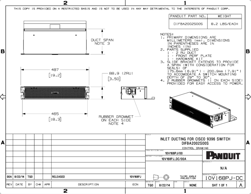 Page n°1 - Dessin technique Panduit DIFBA2002S00S