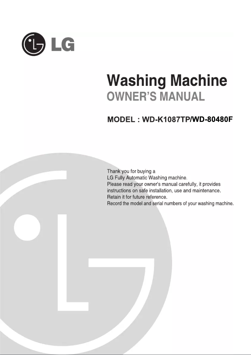 Page 1 de la notice Manuel utilisateur LG WD-10495F