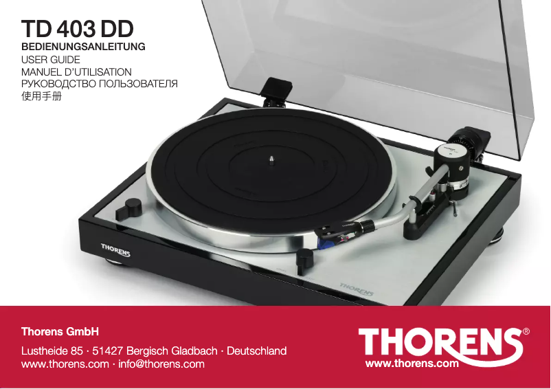 Page n°1 - Manuel utilisateur Thorens TD 403 DD