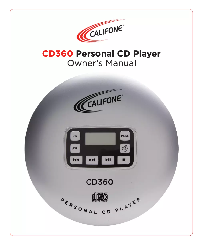 Page 1 de la notice Manuel utilisateur Califone CD360