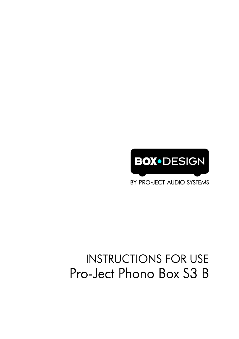 Page n°1 - Manuel utilisateur Pro-Ject Phono Box S3 B